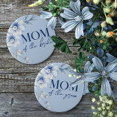 Moeder van de bruid blauwe bloem bruiloft button