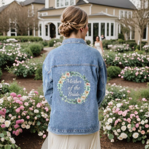 Moeder van de bruid Bloemenkrans bruiloft Denim Jacket