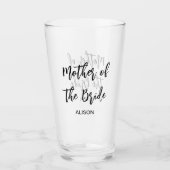 Moeder van de bruid Bruiloft Zwart Wit Glas Cup (Voorkant)