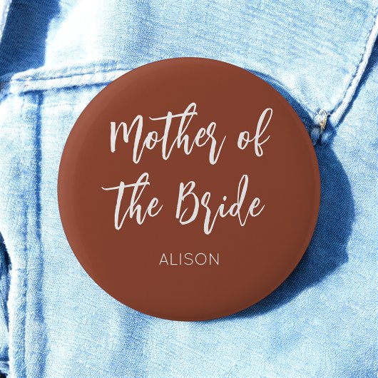 Moeder van de bruid bruin wit bruiloft ronde button 5,7 cm
