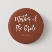 Moeder van de Bruid Bruin Witte Bruiloft Ronde Button 5,7 Cm (Voorkant)