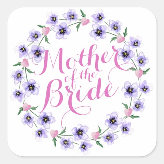 Moeder van de bruid Floral Wedding Sticker (Voorkant)