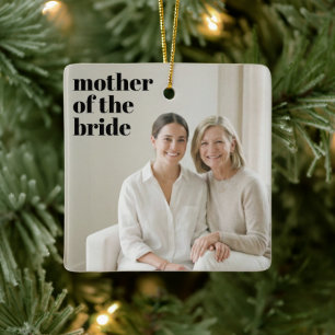 Moeder van de bruid foto moderne kerstboomornament keramisch ornament