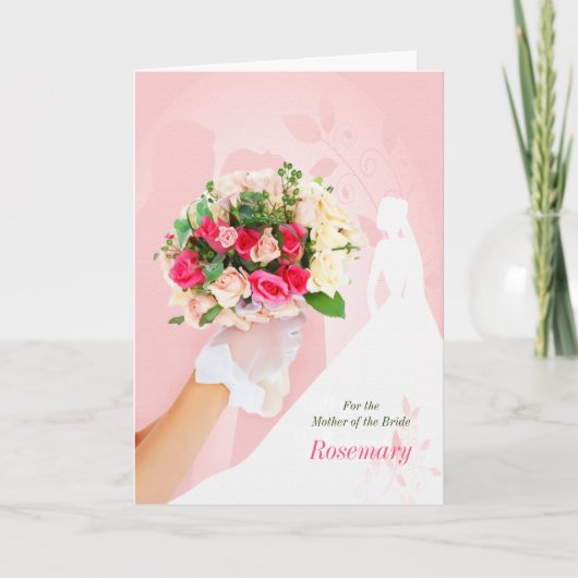 Moeder van de bruid gefeliciteerd in roze kaart (Voorkant)