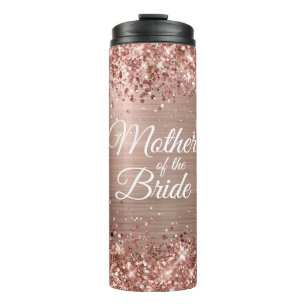 Moeder van de bruid Glitterige Roze Goud Glam Thermosbeker