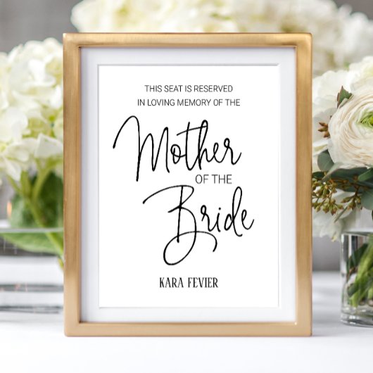 Moeder van de Bruid Herdenkingsstoel Gereserveerd  Poster