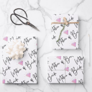 Moeder van de bruid inpakpapier plat vel set van 3