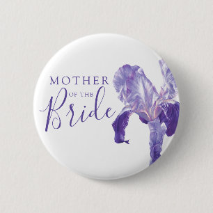Moeder van de bruid iris paarse bruiloft ronde button 5,7 cm