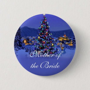 Moeder van de bruid, kerstfeest bruiloft ronde button 5,7 cm