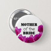 Moeder van de bruid knop met rozen ronde button 5,7 cm (Voorkant /achterkant)