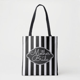 Moeder van de bruid Modern Black Silver Wedding Tote Bag
