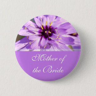 Moeder van de bruid, paarse madeliefjes bloem brui ronde button 5,7 cm