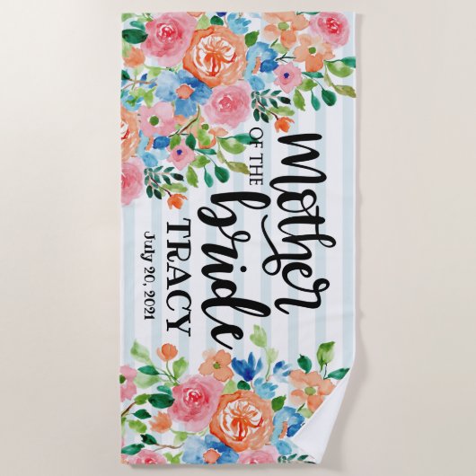 Moeder van de Bruid Persoonlijke Trouw Strandlaken (Voorkant)