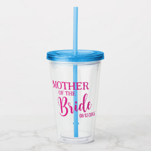 Moeder van de bruid Pink Custom Bridal Party Acryl Drinkbeker