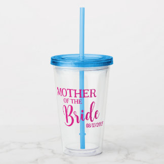 Moeder van de bruid Pink Custom Bridal Party Acryl Drinkbeker