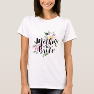 Moeder van de bruid Roze Bloemen Waterverf bruilof T-shirt