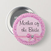 Moeder van de bruid Roze en zwarte Stippen Button (Voorkant /achterkant)