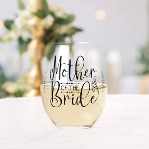 Moeder van de bruid Stromend Script Gepersonalisee Wijnglas Zonder Voet