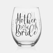 Moeder van de bruid Stromend Script Gepersonalisee Wijnglas Zonder Voet (Voorkant)