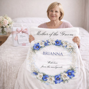 Moeder van de Bruidegom Anemone Krans Trouwcadeau  Fleece Deken