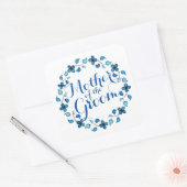 Moeder van de bruidegom Blauw Bloemen Bruiloft Sti Vierkante Sticker (Envelop)