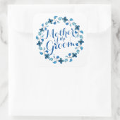 Moeder van de bruidegom Blauw Bloemen Bruiloft Sti Vierkante Sticker (Tas)