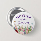 Moeder van de Bruidegom - Bloem Vlinder Ronde Button 5,7 Cm (Voorkant /achterkant)