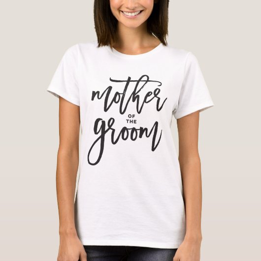 Moeder van de bruidegom borstel script bruiloft T- T-shirt (Voorkant)