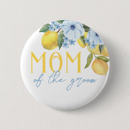 Moeder van de Bruidegom Citroen Bruiloftsspeld op Ronde Button 5,7 Cm (Voorkant)