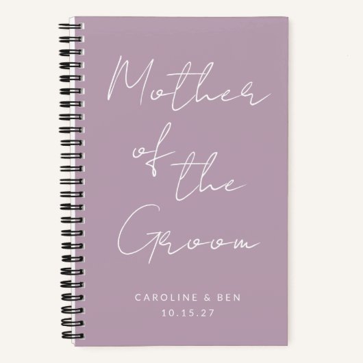 Moeder van de bruidegom Custom Wedding Dusty Lila Notitieboek (Voorkant)