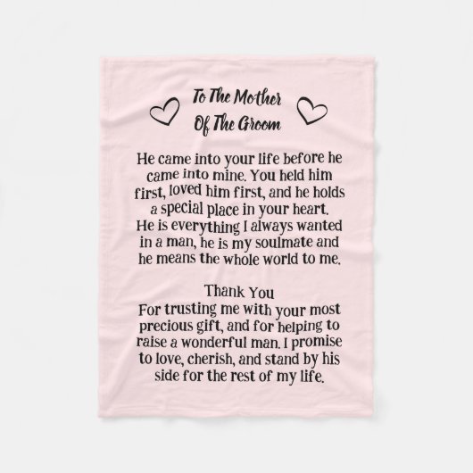 Moeder van de bruidegom deken bruiloft aandenken c (Voorkant)