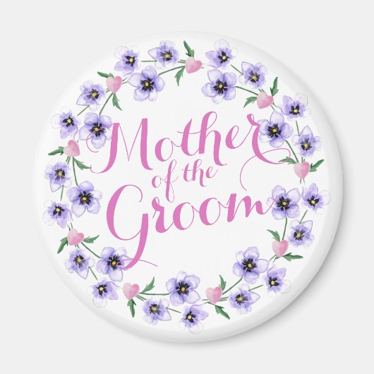 Moeder van de bruidegom Floral Wedding Magnet Magneet (Voorkant)