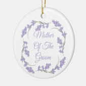 Moeder van de bruidegom lavendel bloemenkrans keramisch ornament (Links)