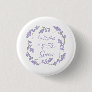 Moeder van de bruidegom lavendel bloemenkrans ronde button 3,2 cm