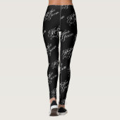 Moeder van de bruidegom Leggings - Wit op Zwart (Achterkant)