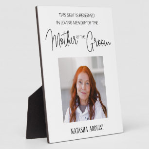 Moeder van de bruidegom Memorial Photo Save A Seat Fotoplaat
