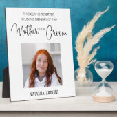 Moeder van de bruidegom Memorial Photo Save A Seat Fotoplaat (Zijkant)