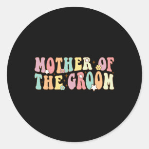 Moeder van de Bruidegom Moeder Groovy Bachelor Par Ronde Sticker