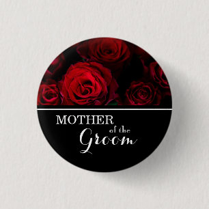 "Moeder van de Bruidegom" Trouw Rode Rozen Ronde Button 3,2 Cm