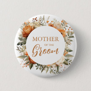 Moeder van de bruidegom verbrande Oranje Herfst Fl Ronde Button 5,7 Cm
