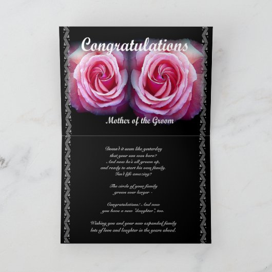 Moeder van de bruidegom - Wedding Gefeliciteerd Kaart (Binnen)