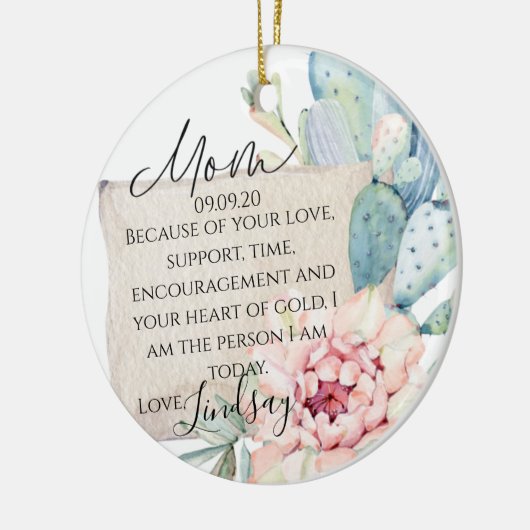 Moeder van de bruidgeschenk keramisch ornament (Links)