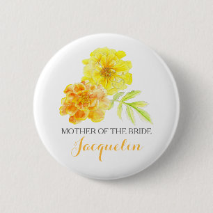 Moeder van de bruidmarigolds art trouwknoop ronde button 5,7 cm
