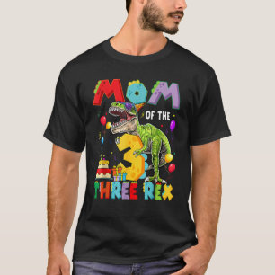 Moeder van de Drie Rex 3e Verjaardag Jongen Dinosa T-shirt