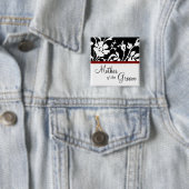 Moeder van de Groom Black en White Floral Button (In situ)