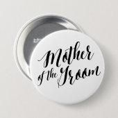 Moeder van de Groom Black Script Button (Voorkant /achterkant)