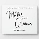 Moeder van de Groom Gereserveerde Stoel Wedding Me Fotoplaat (Voorkant)
