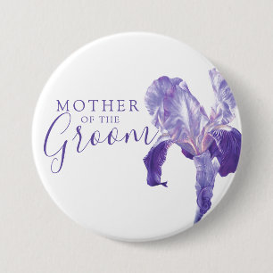 Moeder van de groom iris paarse bruiloft ronde button 7,6 cm