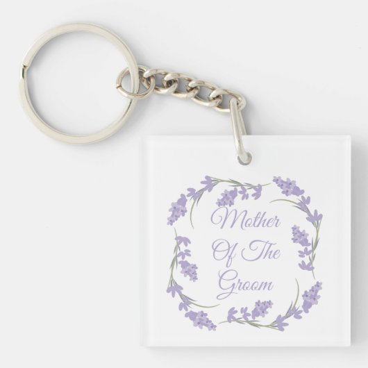 Moeder van de Groom Lavender Floral Wreath Keycha Sleutelhanger (voorkant)