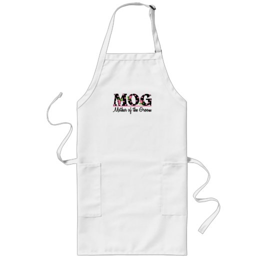 Moeder van de Groom (MOG) Tulip Lettering Lang Schort (Voorkant)